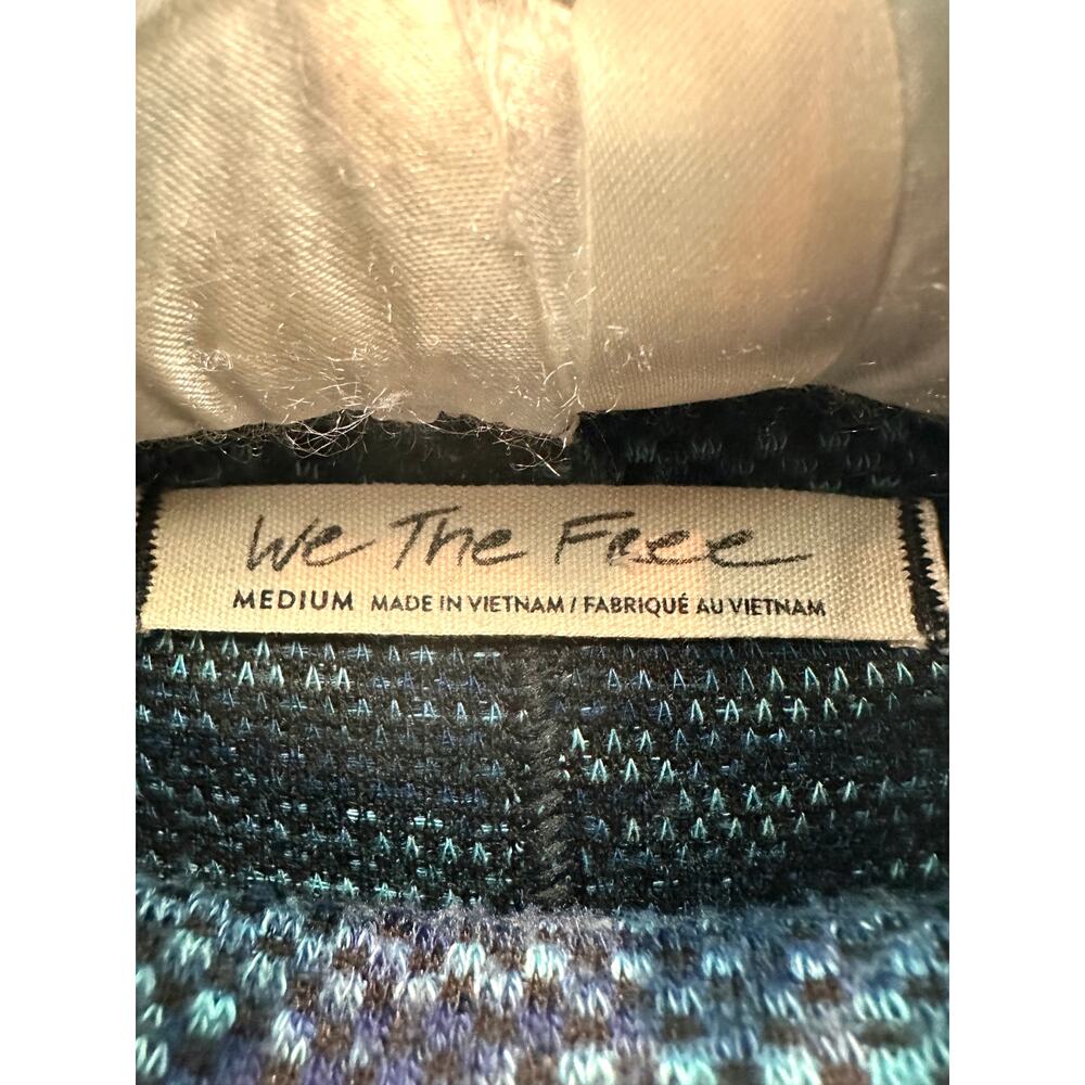 FREE PEOPLE We The Free Blue Cowl Neck Sweater Boho Slouchy Knit Pullover Medium - Picture 7 of 9